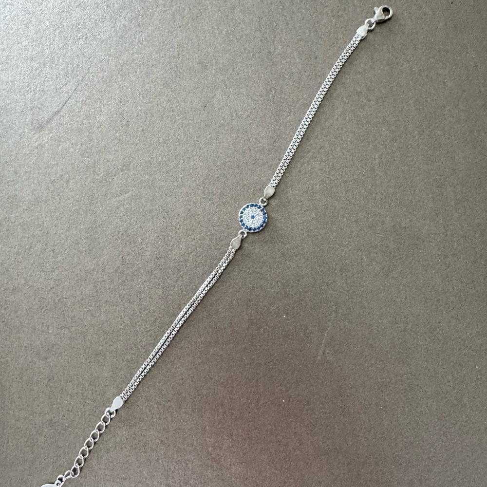 Silver Jeans Delicate Silver Bracelet with Blue Detail